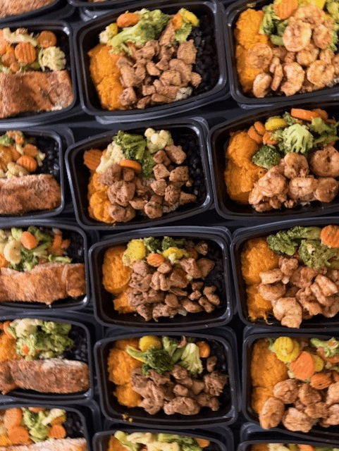 Stacked meal prep containers